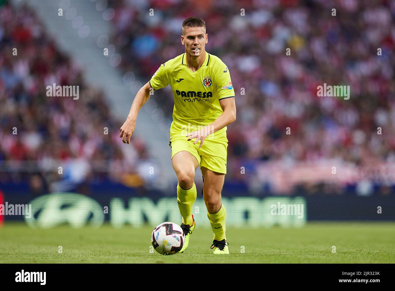 Juan Foyth de Villarreal CF pendant le match de la Liga entre l'Atlético de Madrid et Villarreal CF a joué au stade Civitas Metropolitano sur 21 août 2022 à Madrid, Espagne. (Photo de Ruben Albarran / PRESSIN) Banque D'Images