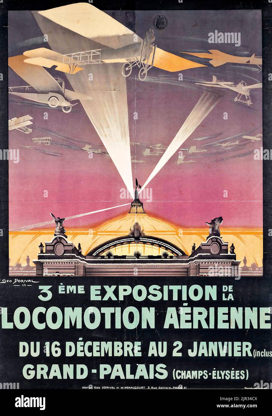 Georges S. Dorival Artwork - 3ME EXPOSITION DE LA LOCOMOTION ARIENNE - affiche de voyage vintage. Banque D'Images