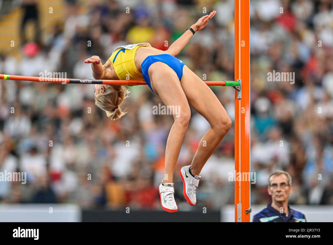 MUNCHEN, ALLEMAGNE - AOÛT 21: Athlète en compétition de saut en hauteur féminin aux championnats d'Europe Munich 2022 à l'Olympiastadion on sur 21 août 2022 à Munchen, Allemagne (photo par Andy Astfalck/BSR Agency) Banque D'Images