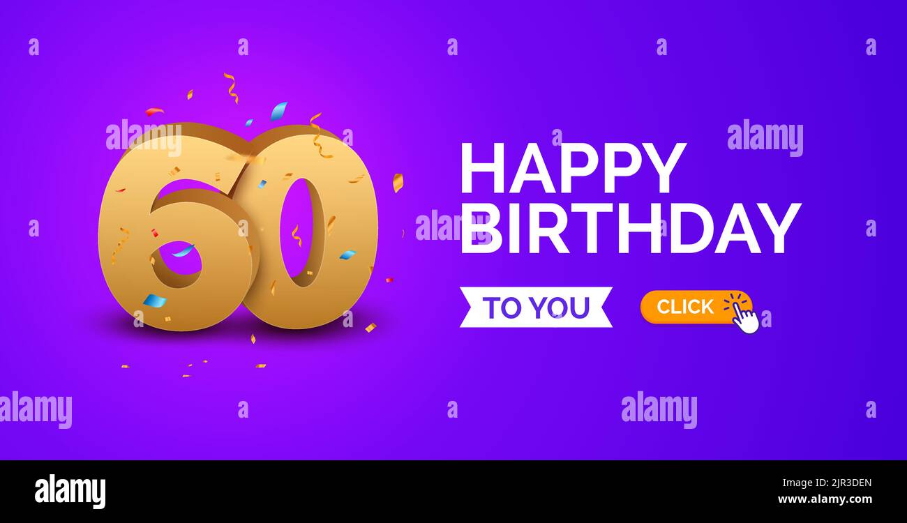 Anniversaire anniversaire anniversaire 60 ans fond doré. Happy Vector poster 60 anniversaire confetti fête poster. Illustration de Vecteur