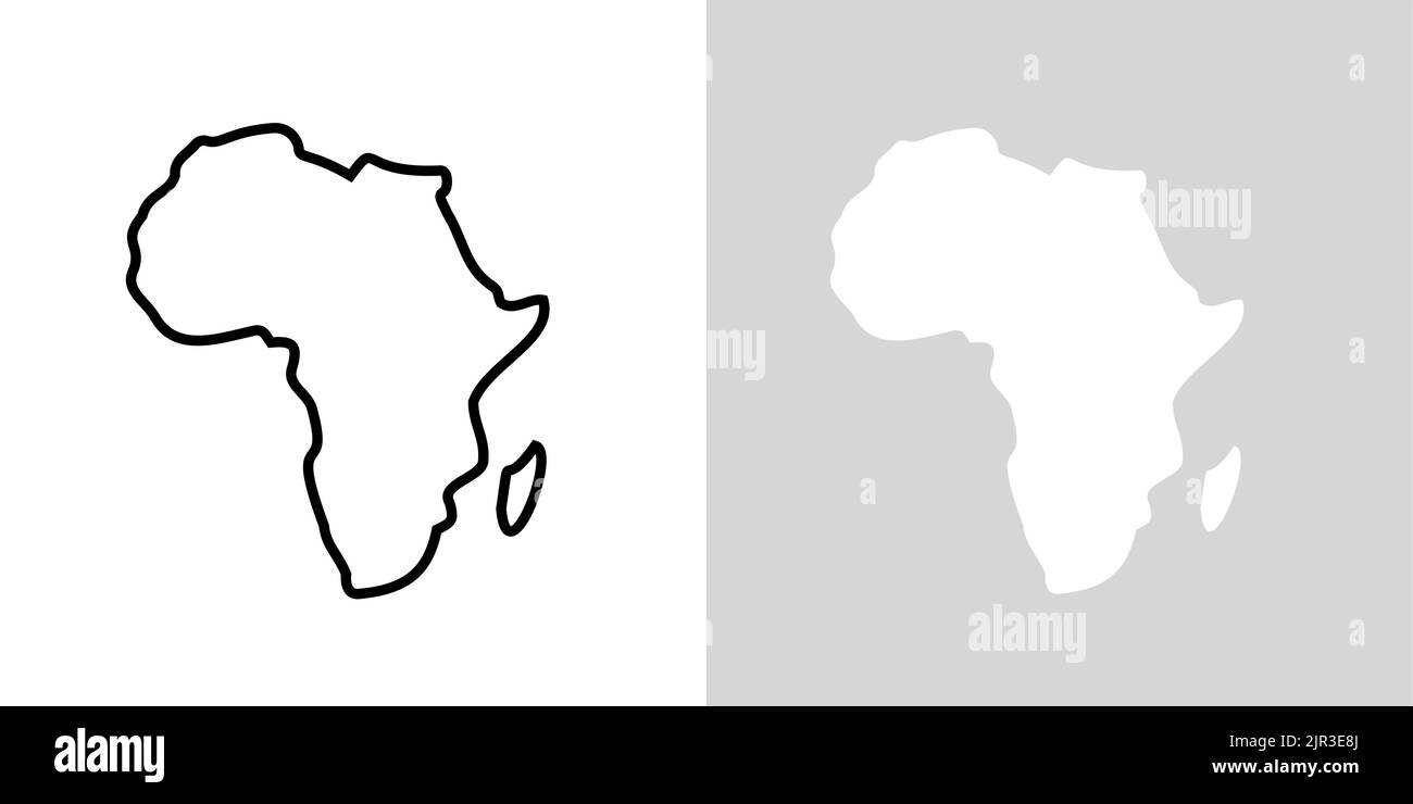 Icône de vecteur de carte de ligne pour l'Afrique.Plan africain continent art plat coutour carte de forme africaine isolée Illustration de Vecteur