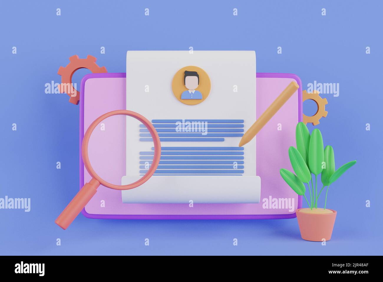 3D concept de demande d'emploi en ligne. Concept de poste vacant.candidature à un poste. 3D rendu Banque D'Images