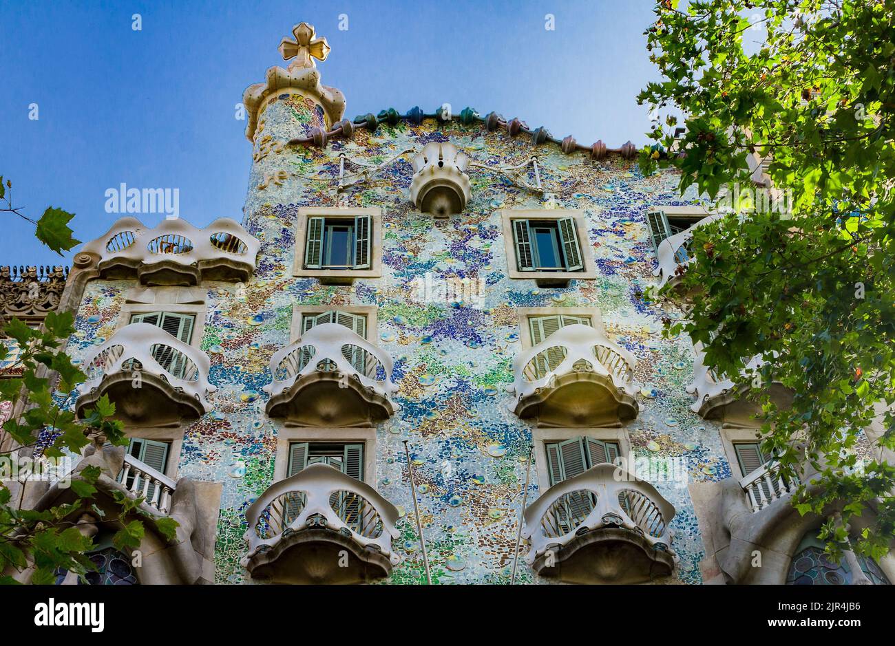 Le bâtiment du dragon (Casa Batllo) de Gaudi à Barcelone, Espagne Banque D'Images