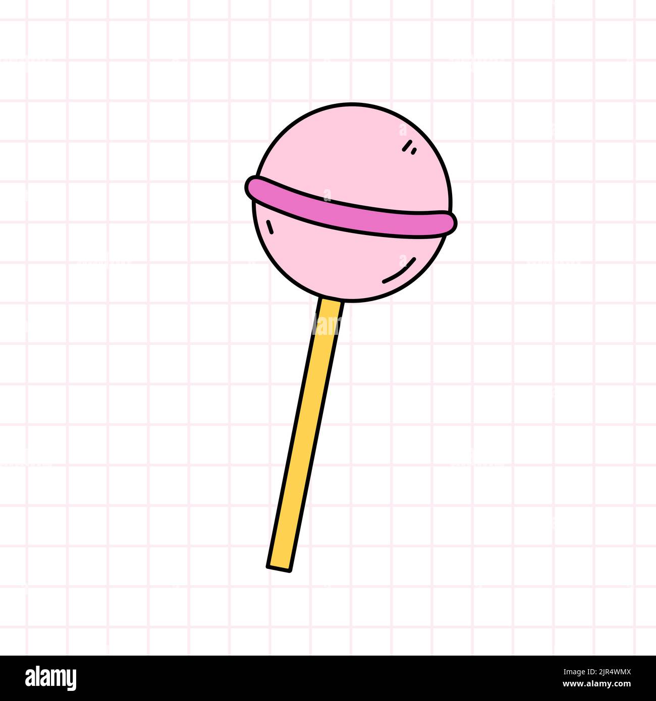Rose Lollipop dans le style de la 90s. Sucreries. Illustration vectorielle à dessin manuel isolée sur fond blanc. Nostalgie pour le 1990s Illustration de Vecteur