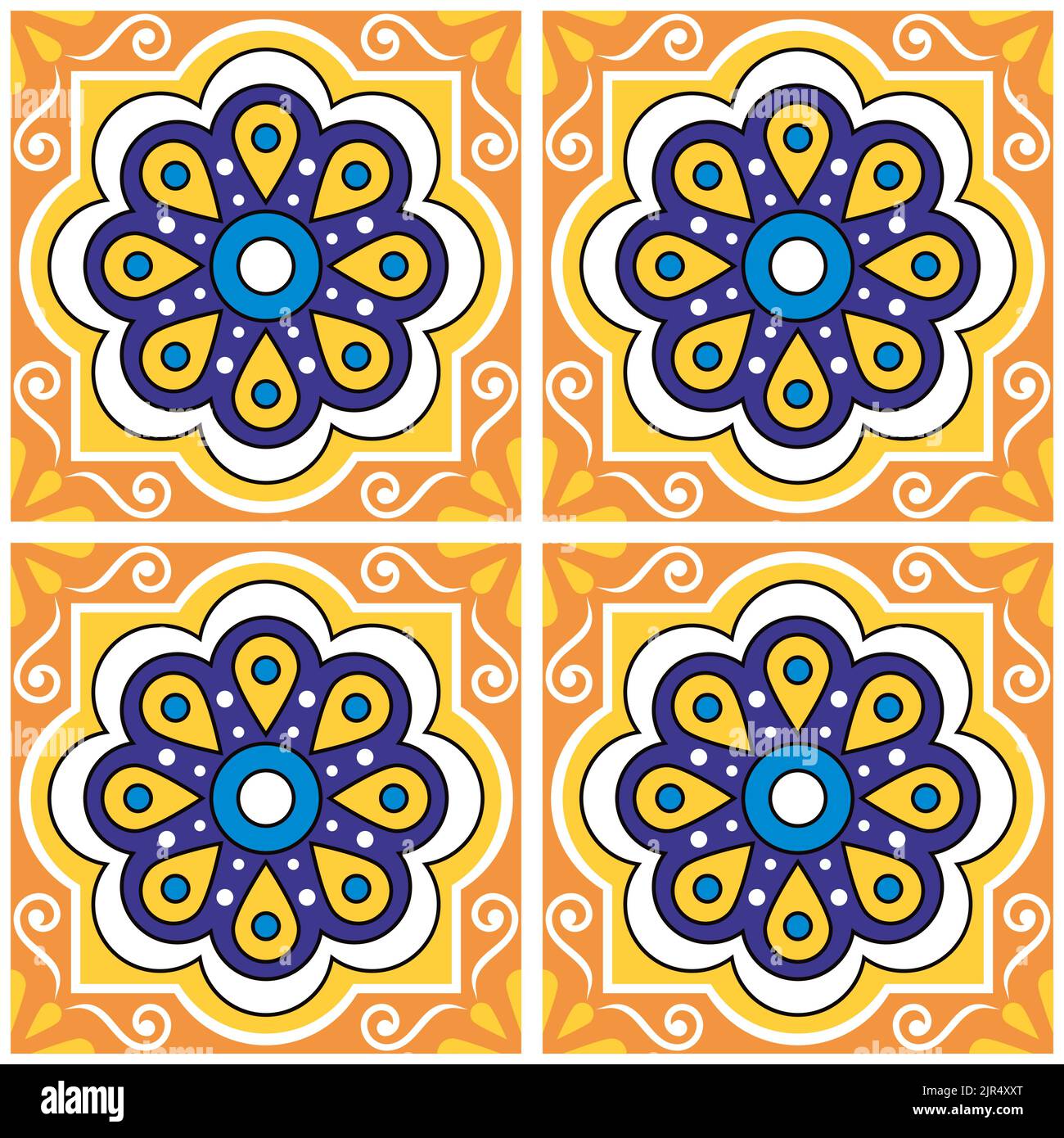 Le talavera mexicain est orné d'un motif vectoriel sans couture avec des fleurs inspirées par l'art populaire mexicain Illustration de Vecteur