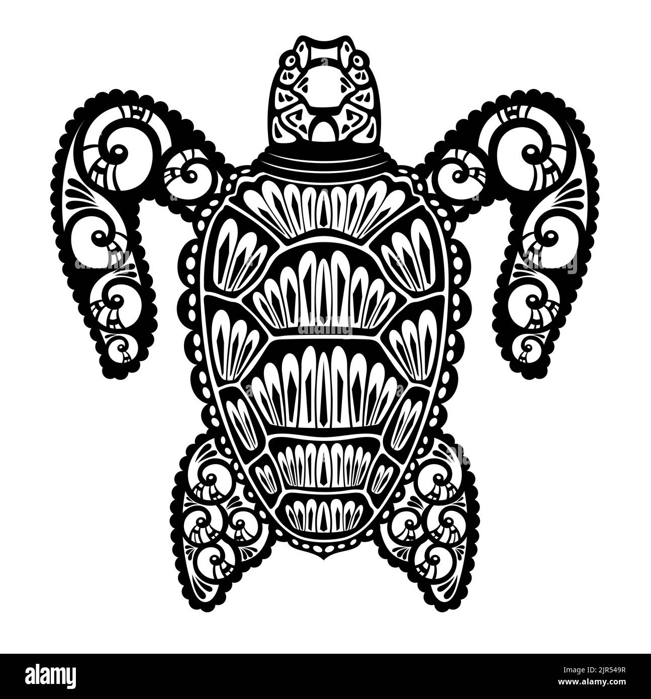 Silhouette noire vectorielle d'une tortue isolée sur un fond blanc Illustration de Vecteur