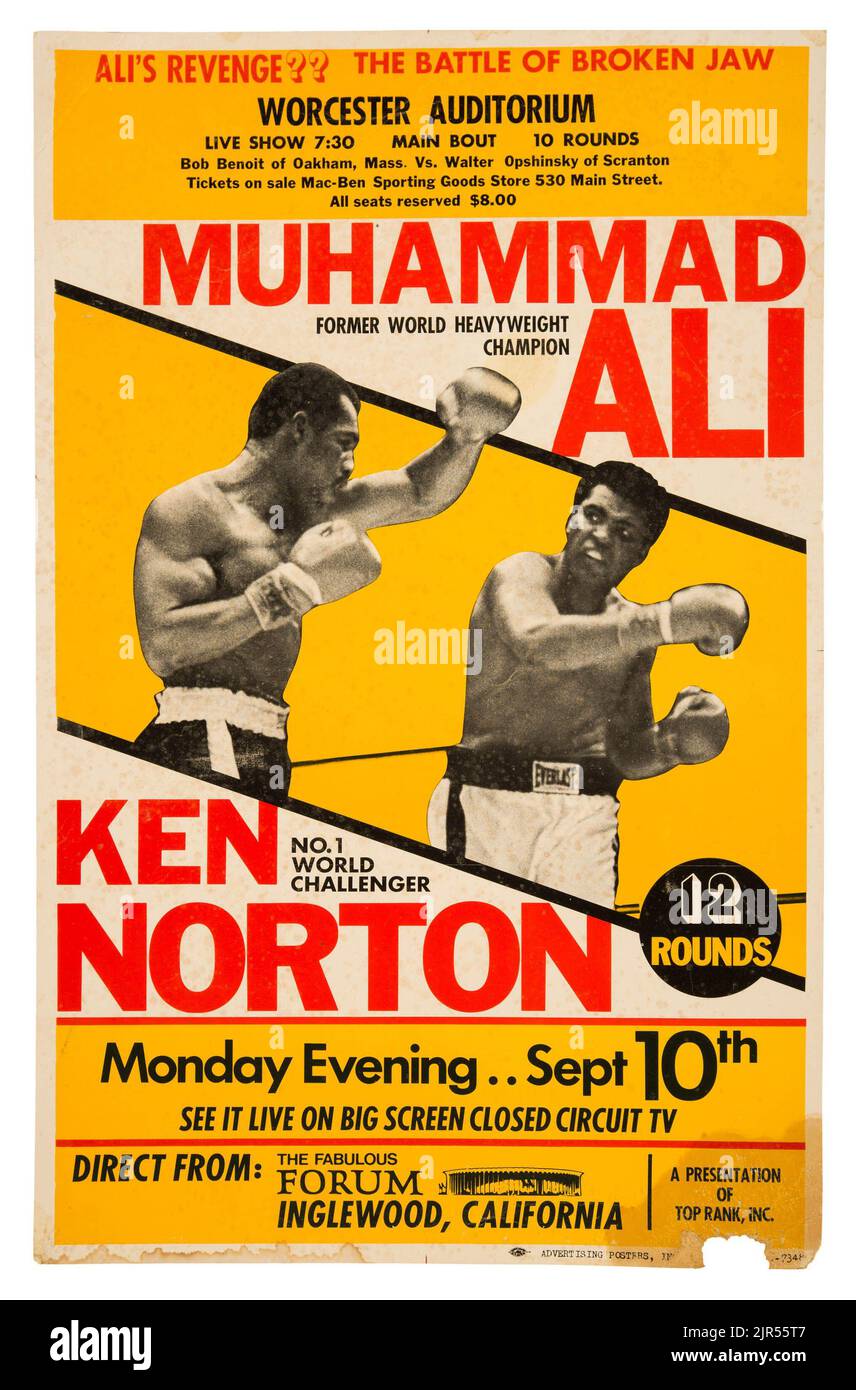 1973 Muhammad Ali contre Ken Norton II Closed-circuit Fight Poster Banque D'Images