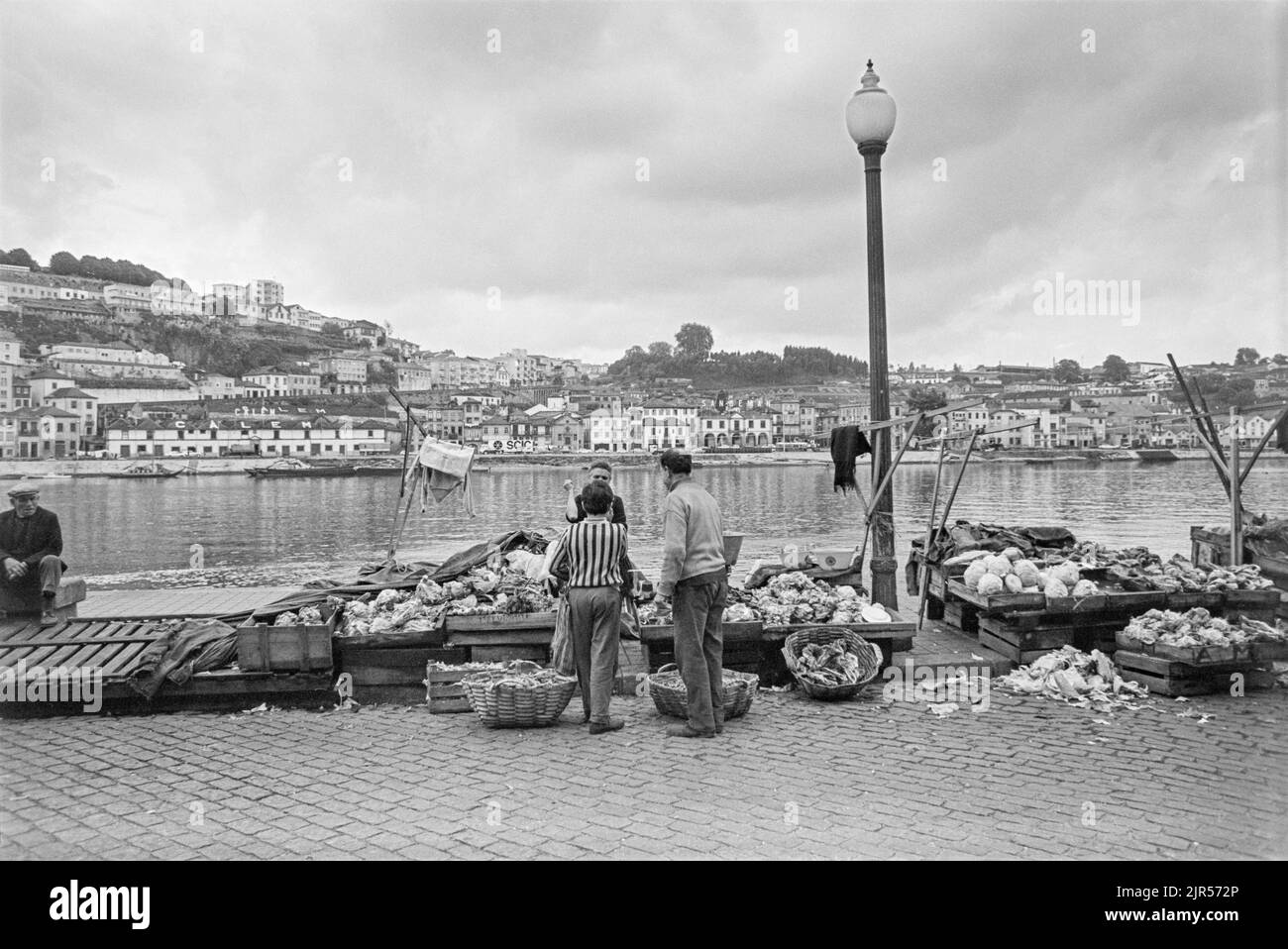 PORTUGAL - PORTO - 1970. Un marché au bord du fleuve Douro dans le quartier de Ribeira à Porto, dans le nord du Portugal. Copyright Photographie: Par Peter Eastland. Banque D'Images