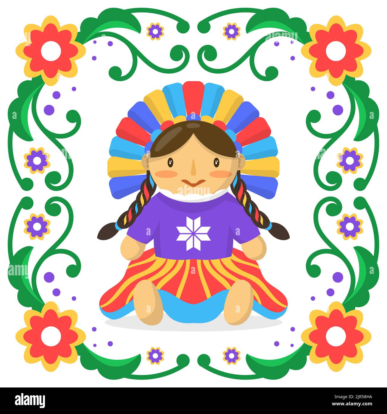 Illustration magnifique de poupée mexicaine illustration vectorielle Illustration de Vecteur