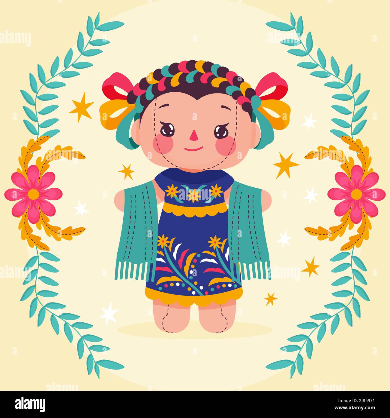 Illustration magnifique de poupée mexicaine illustration vectorielle Illustration de Vecteur