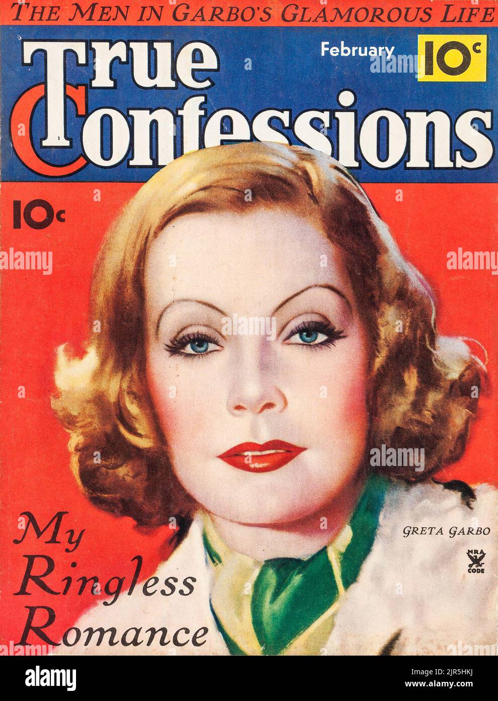 Véritables confessions (Fawcett Publications, 1932) Greta Garbo sur la couverture. Banque D'Images
