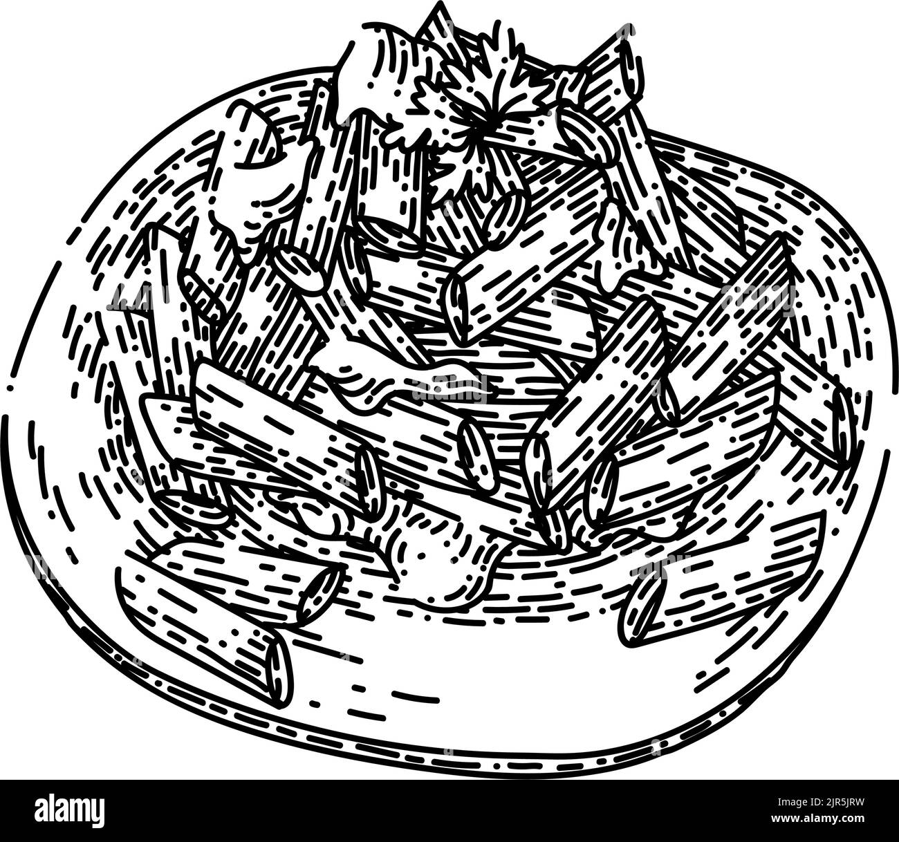 penne pasta esquisse vecteur dessiné à la main Illustration de Vecteur