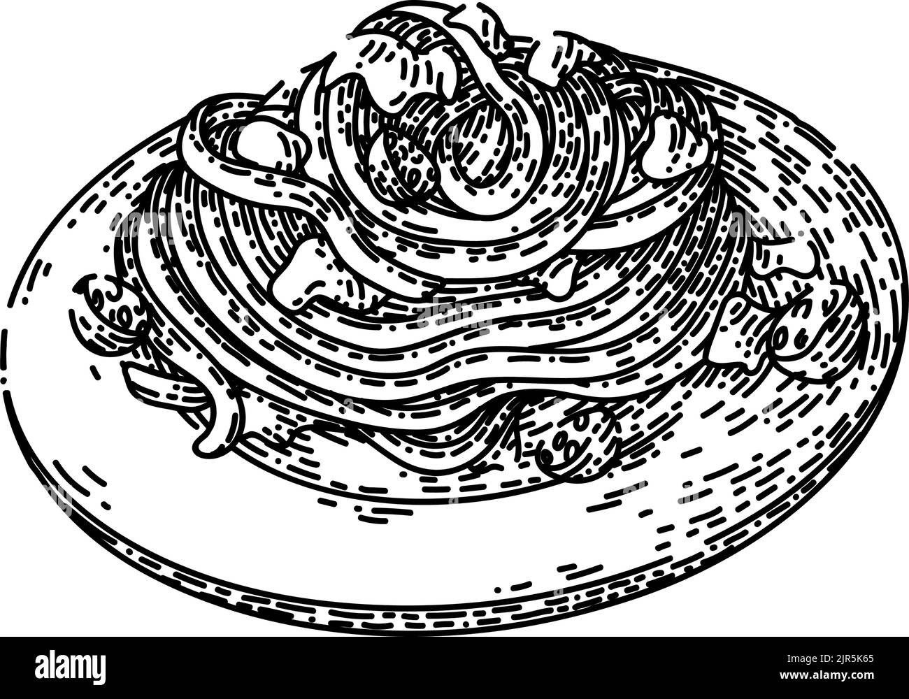 tagliatelle pasta croquis dessin vectoriel dessiné à la main Illustration de Vecteur