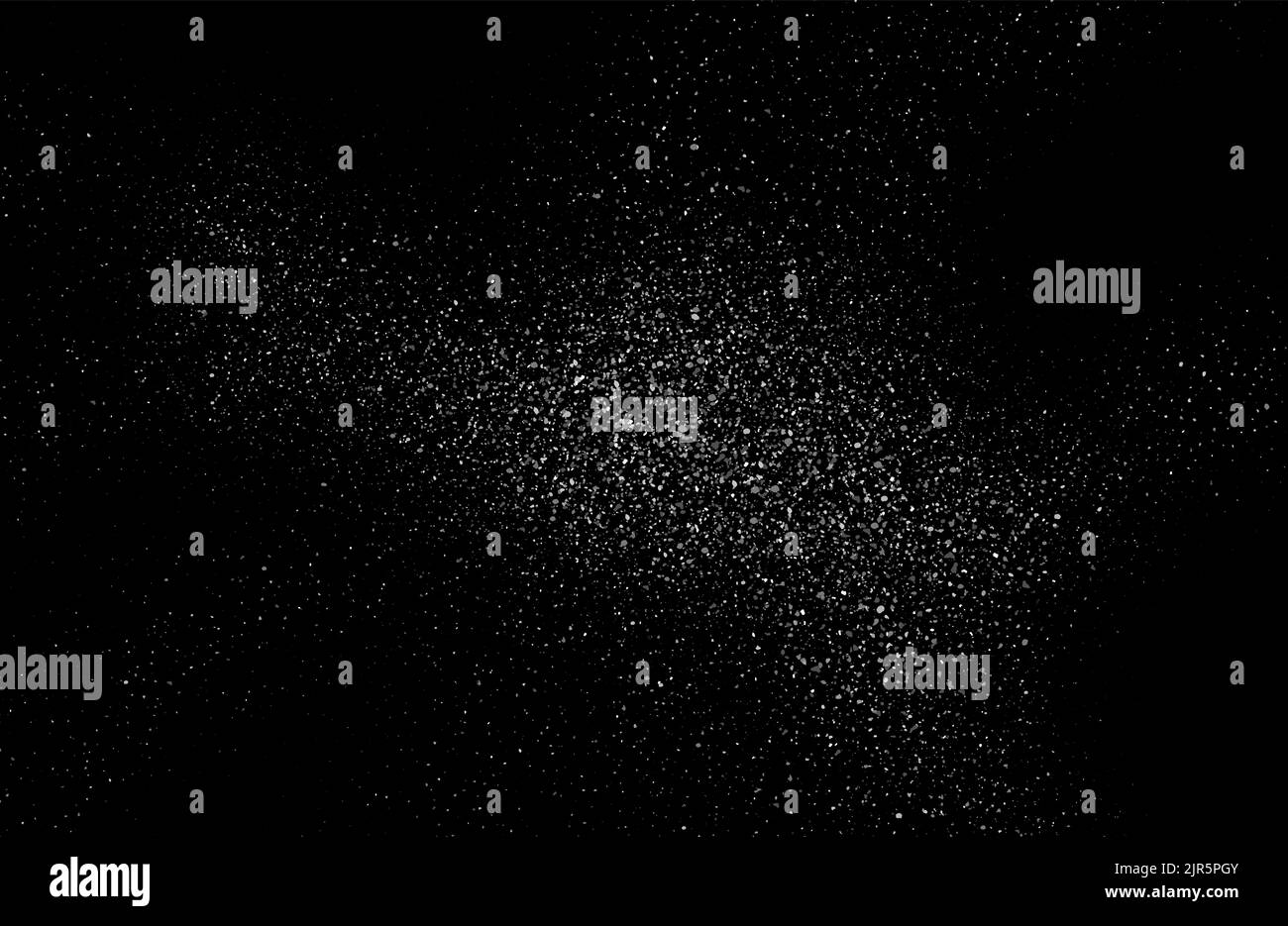 Les particules de poussière peuvent produire des éclaboussures vectorielles sur fond noir. Bruit de superposition de poussière bruit de fond. Illustration de Vecteur