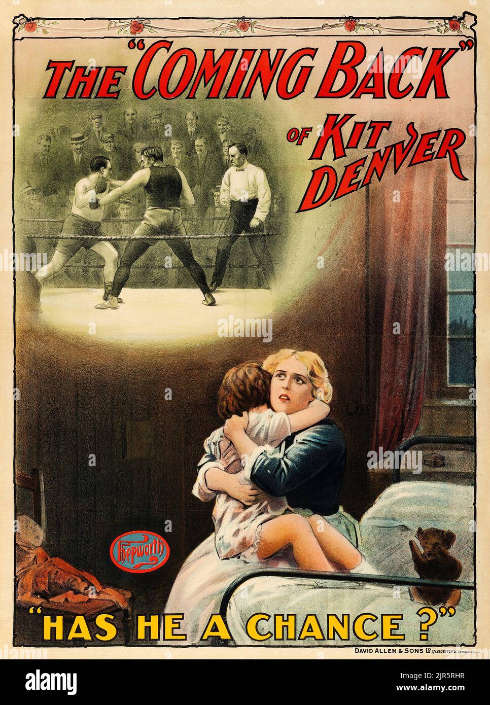 Affiche de film vintage - The Coming Back of Kit Denver (Hepworth, 1912). British - Boxing - a-t-il une chance ? Banque D'Images