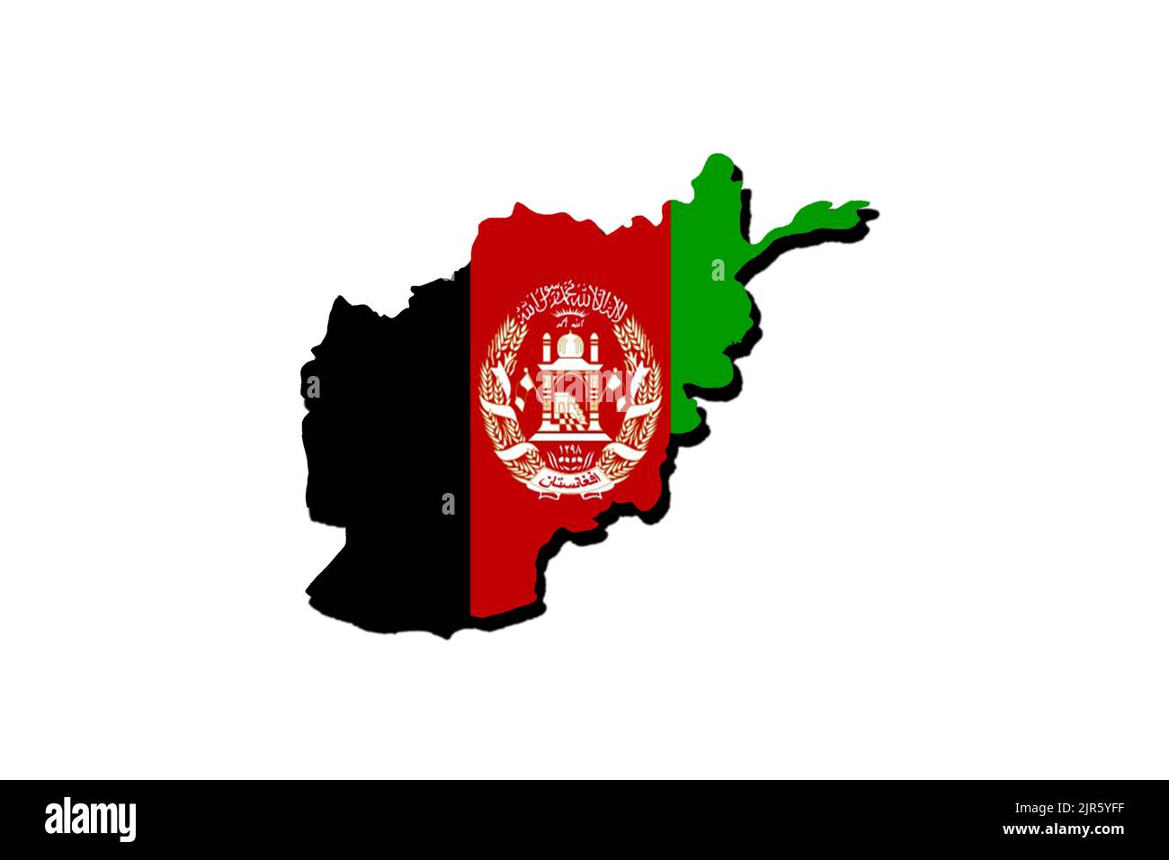 Silhouette de la carte de l'Afghanistan avec son drapeau Banque D'Images