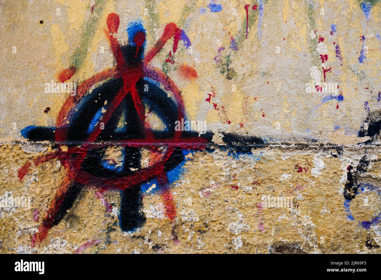 A pour l'anarchie, le graffiti, Kavala, Macédoine, Grèce du Nord-est Banque D'Images