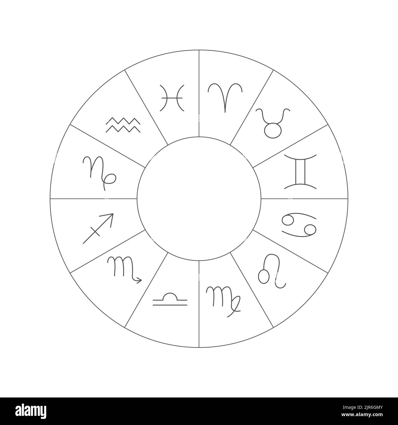 Cercle de ligne de zodiaque blanc noir Illustration de Vecteur
