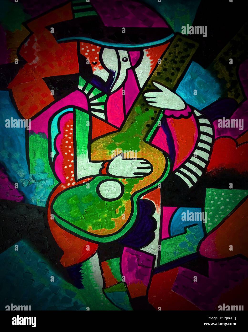 Peinture à l'huile couleurs vives musique Résumé art arrière-plan , formes géométriques Banque D'Images