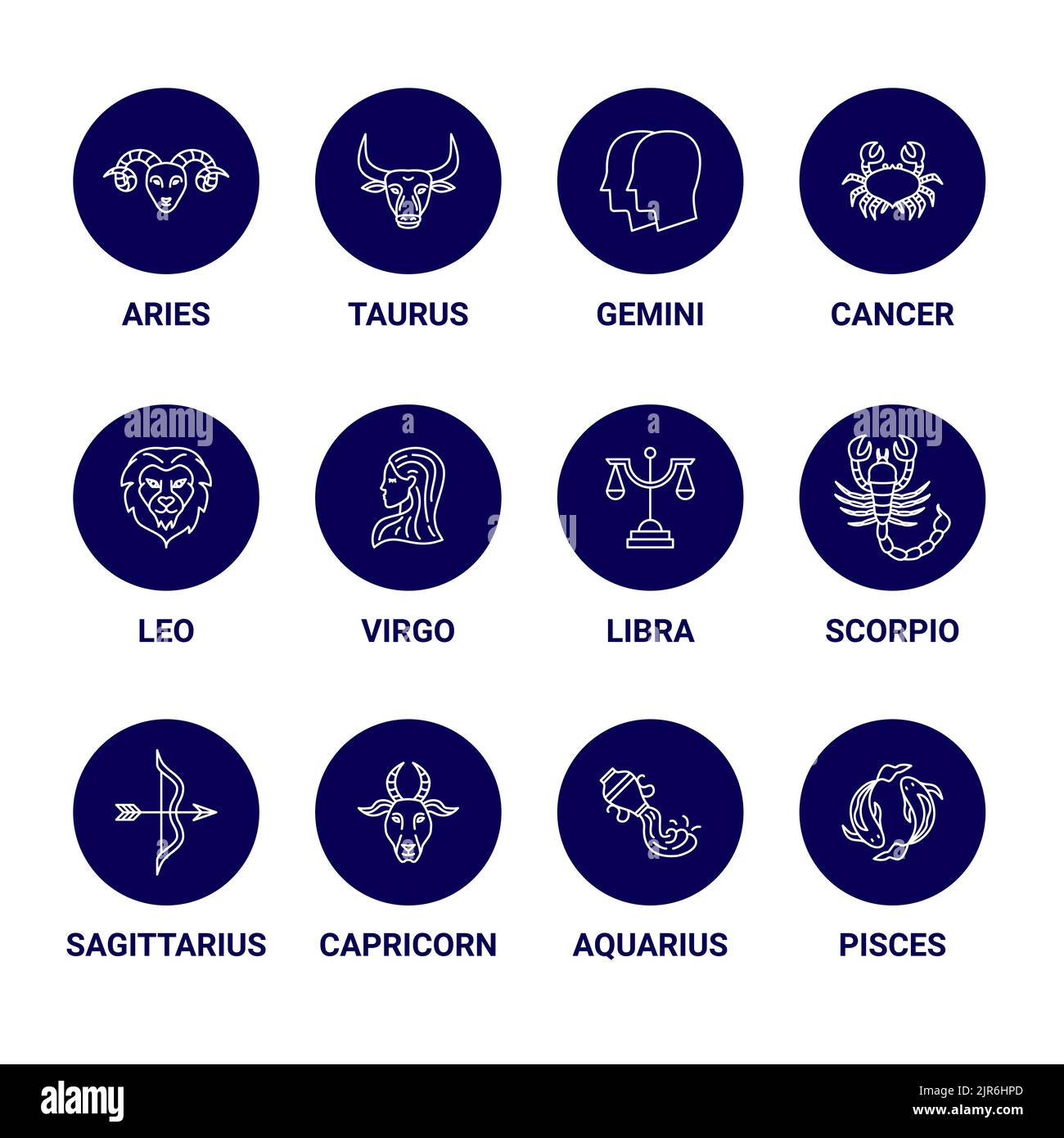 Jeu de cercles de ligne d'horoscope Illustration de Vecteur