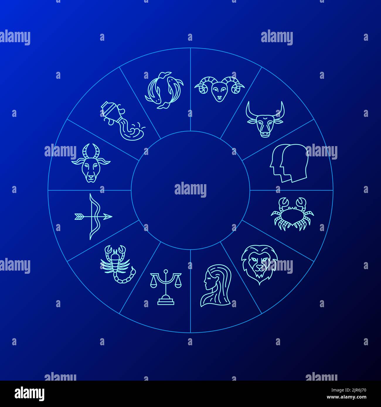 Cercle zodiaque ligne bleue Illustration de Vecteur