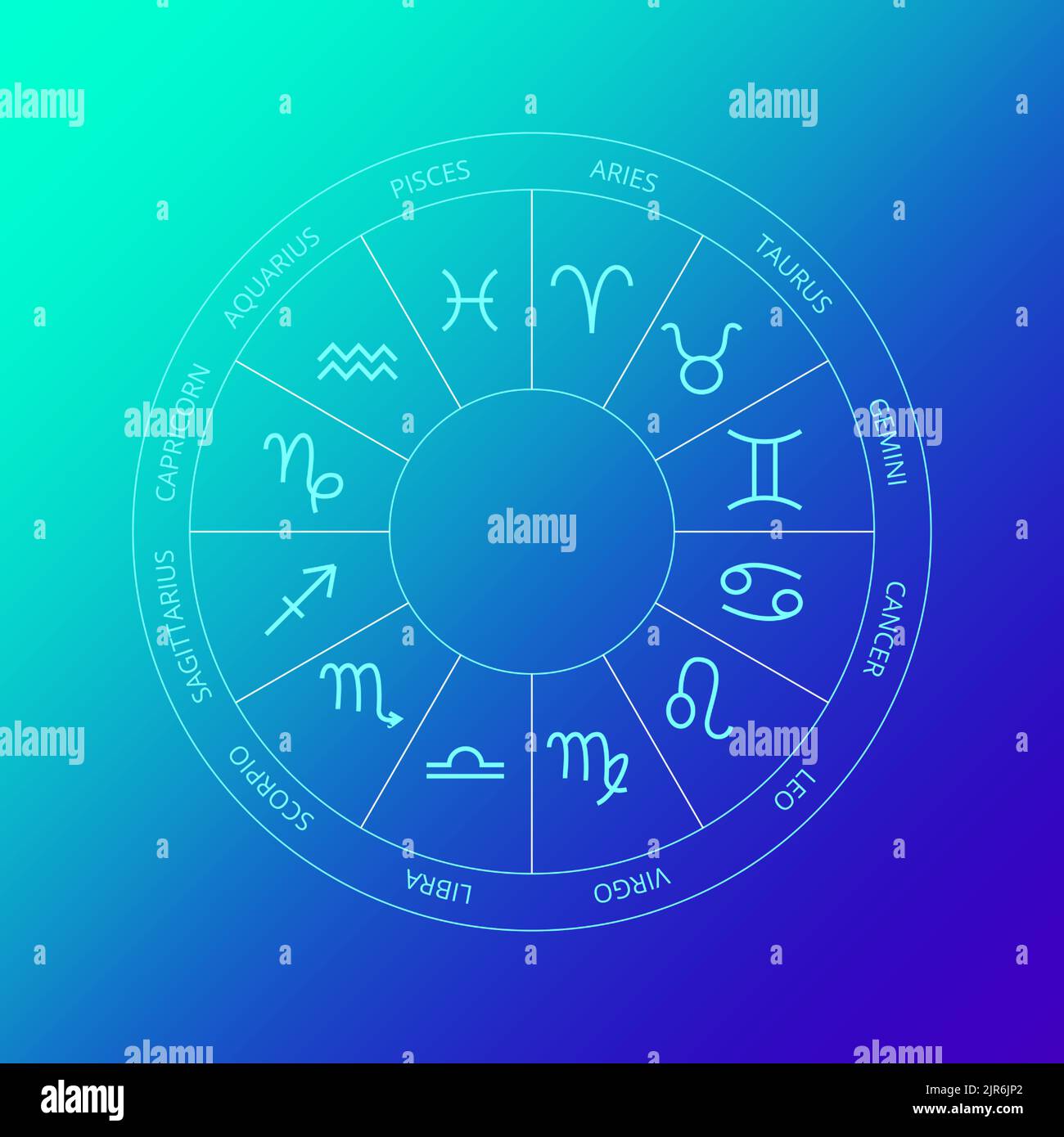 Ligne de cercle de l'horoscope zodiaque bleu Illustration de Vecteur
