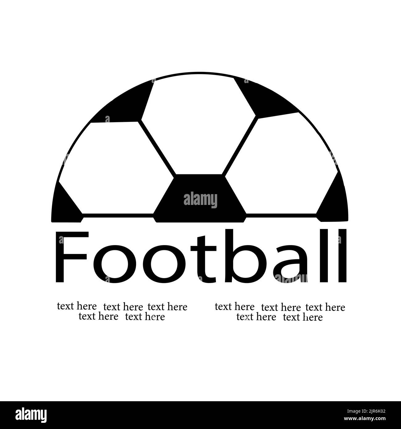 Ballon de football pour un logo, une carte postale ou un dessin avec un endroit pour le texte. Sports, football, jeu. Illustration plate. Illustration de Vecteur