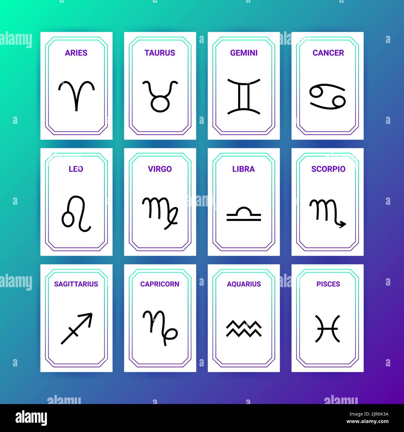 Horoscope 12 cartes Illustration de Vecteur