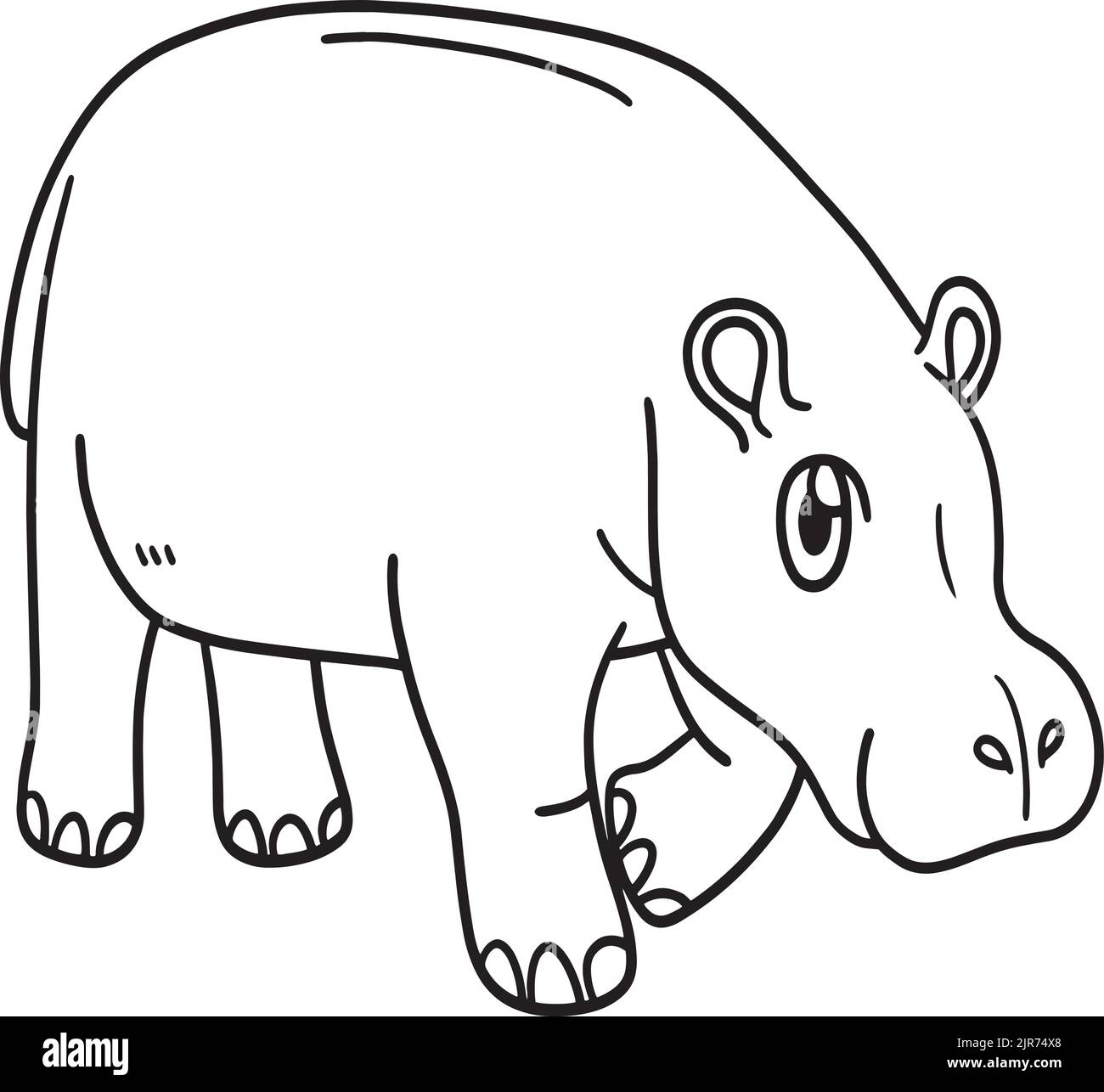 Hippo Isolated coloriage page pour enfants Illustration de Vecteur