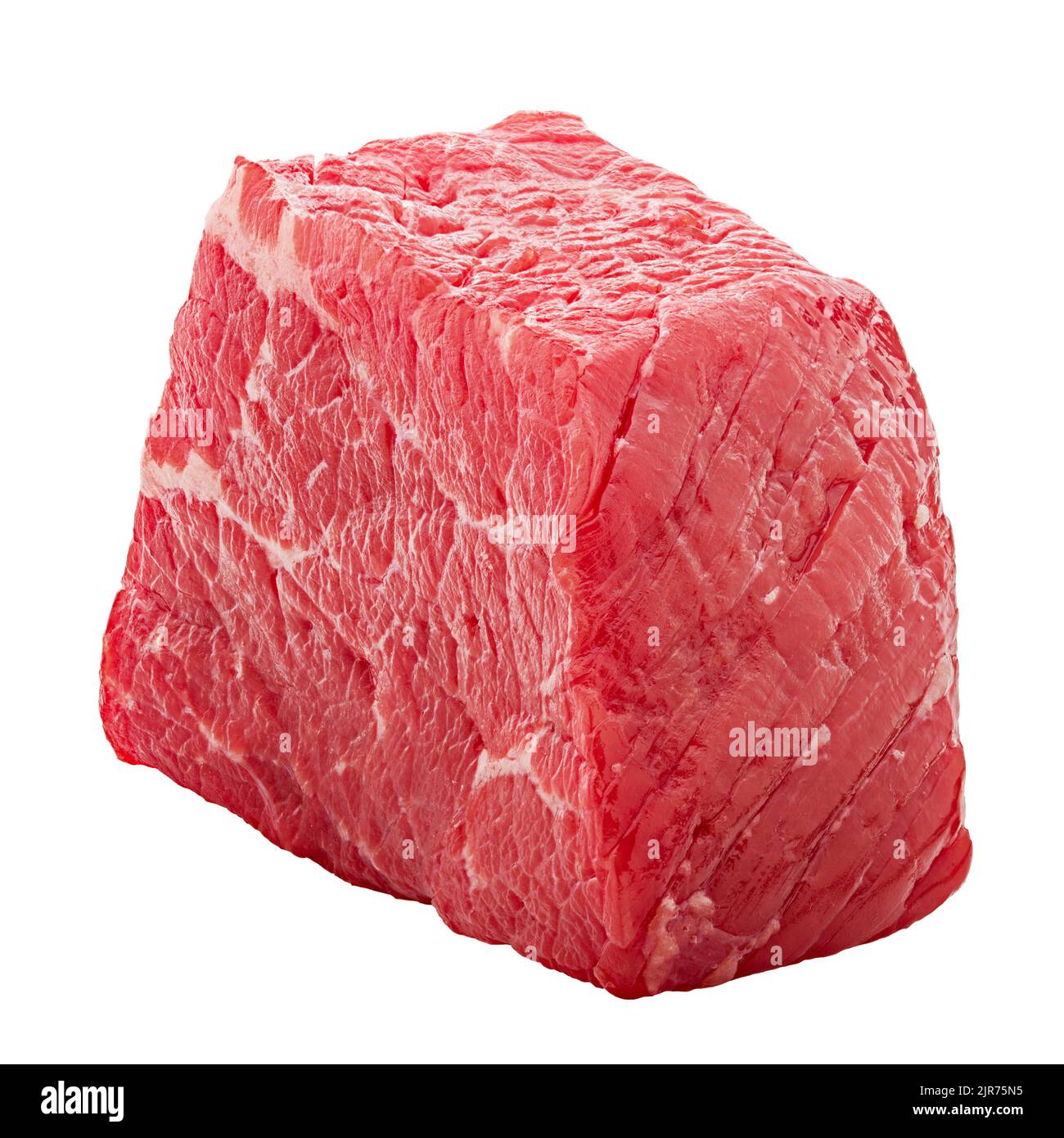 viande, boeuf, cube, isolé sur fond blanc, chemin de coupure, profondeur de champ complète Banque D'Images