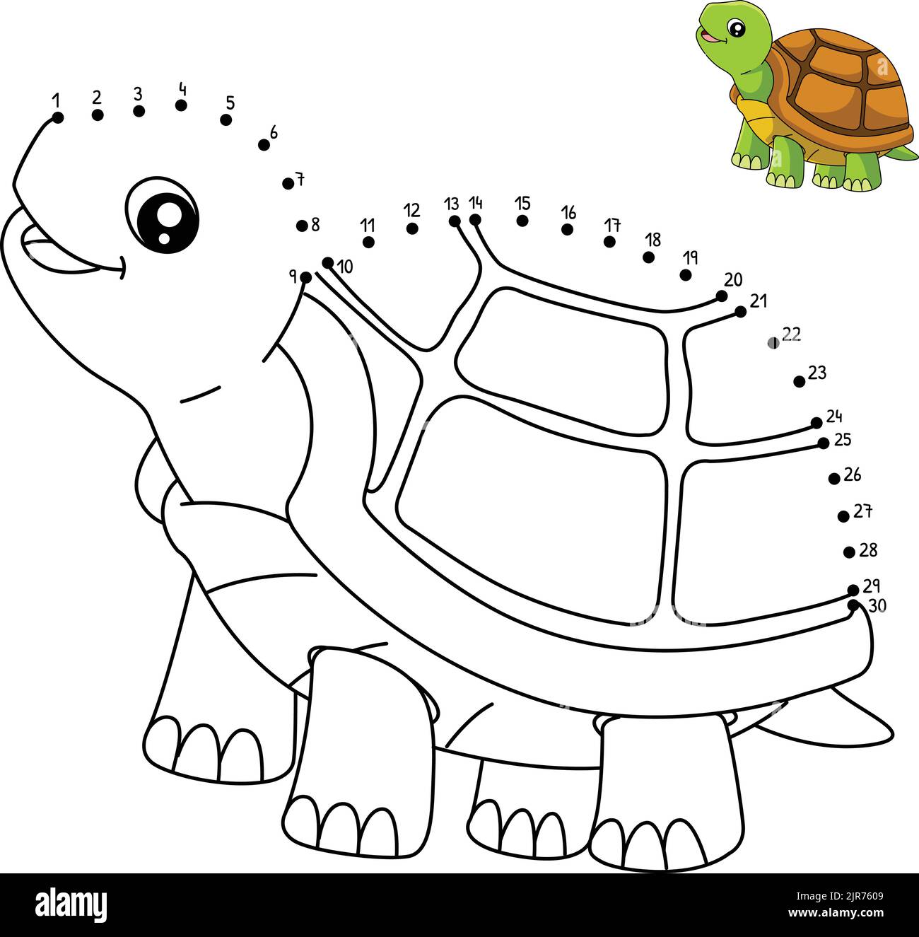 Page de coloriage de tortue point à point pour enfants Illustration de Vecteur