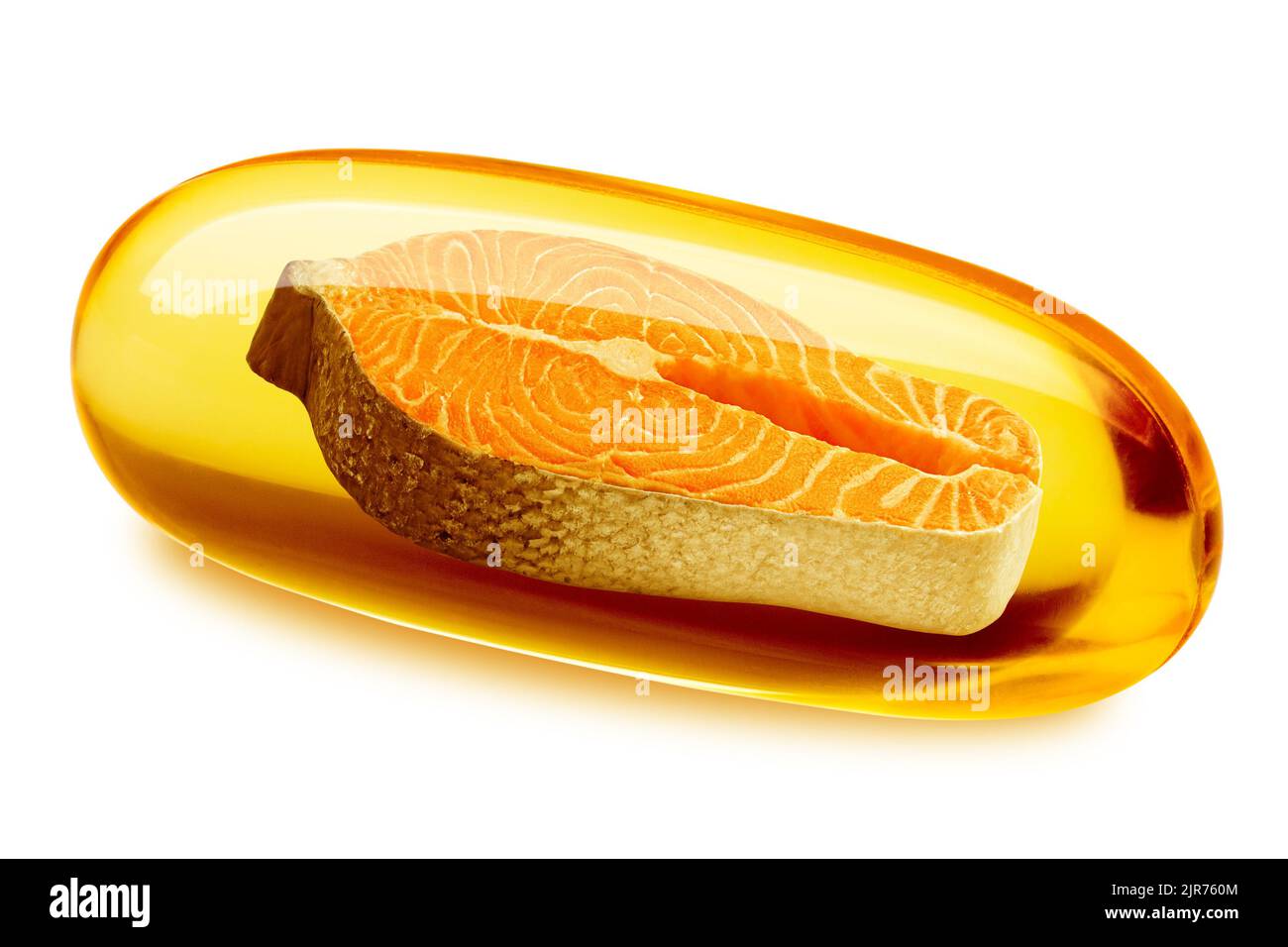 Pillule d'huile de poisson, omega 3, isolé sur fond blanc, chemin d'écrêtage, pleine profondeur de champ Banque D'Images