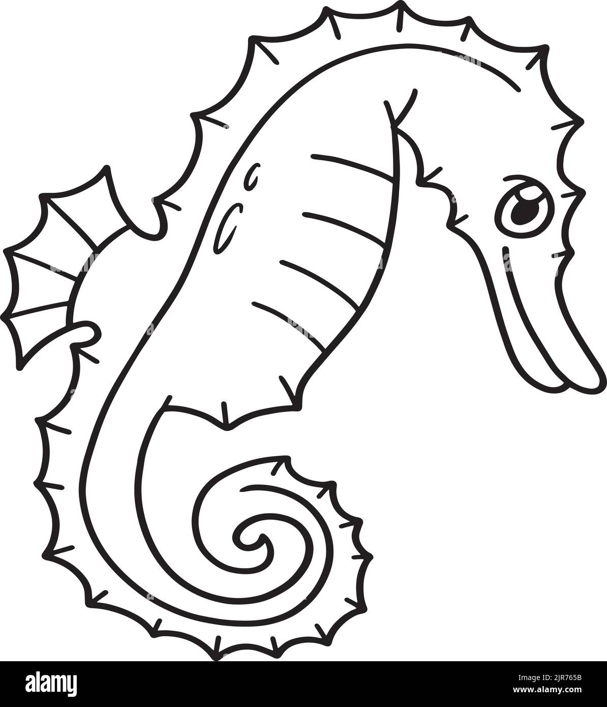 Page de coloriage isolée de cheval de mer pour les enfants Illustration de Vecteur