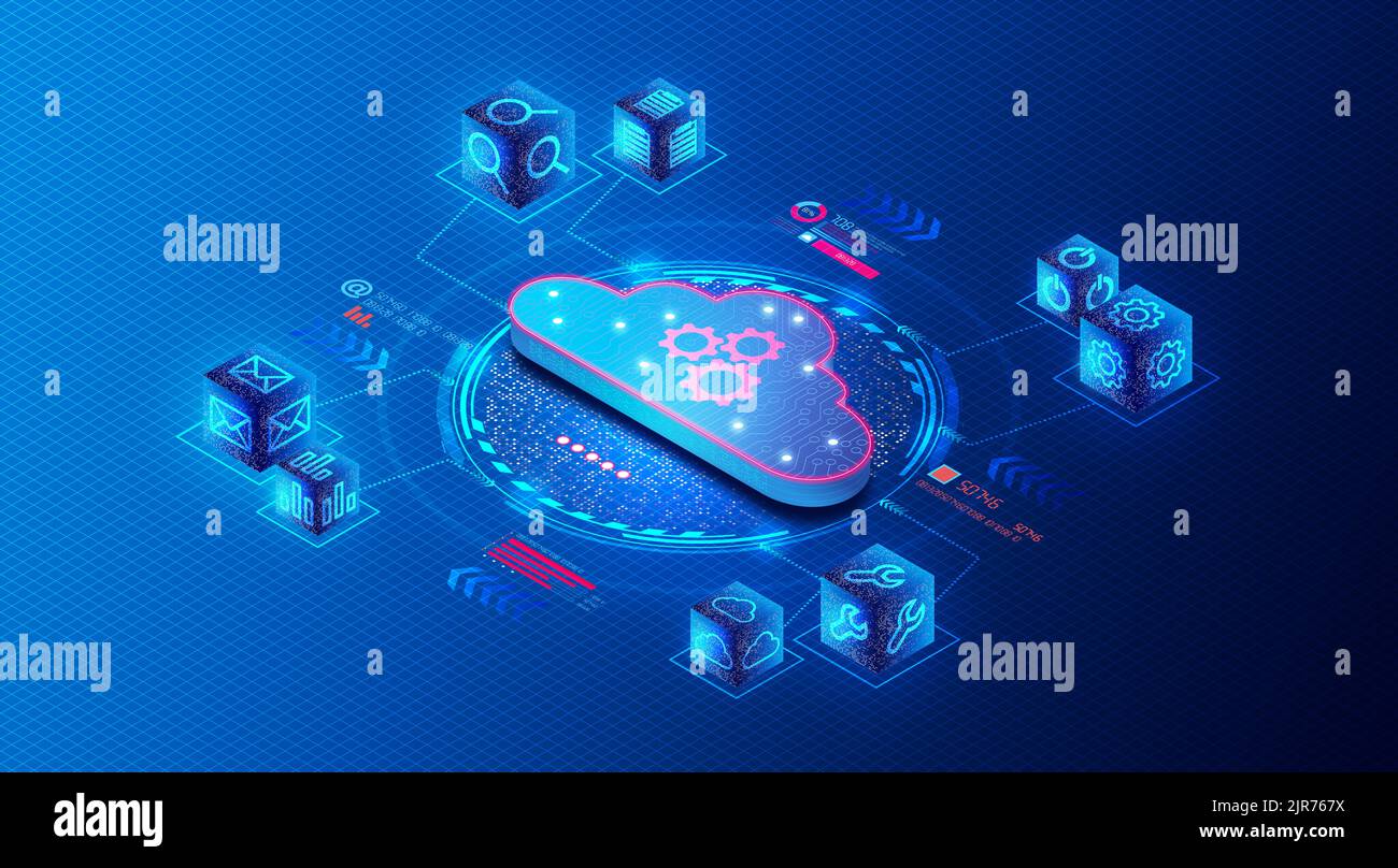 Concept de plateforme d'intégration en tant que service - IPaaS - intégration basée sur le cloud - Services cloud qui permettent des flux d'intégration entre différentes applications Banque D'Images
