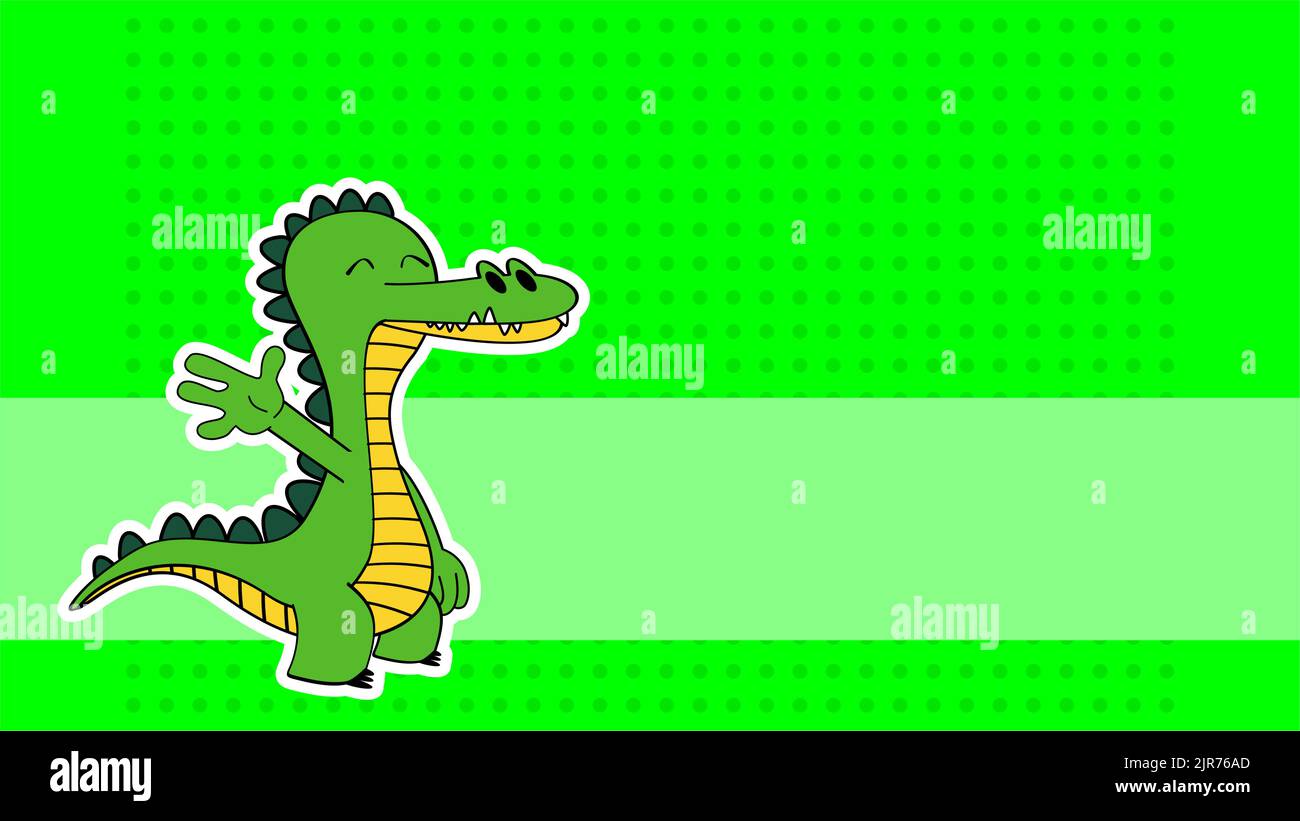 illustration d'arrière-plan d'autocollant de dessin animé de personnage de crocodile heureux au format vectoriel Illustration de Vecteur