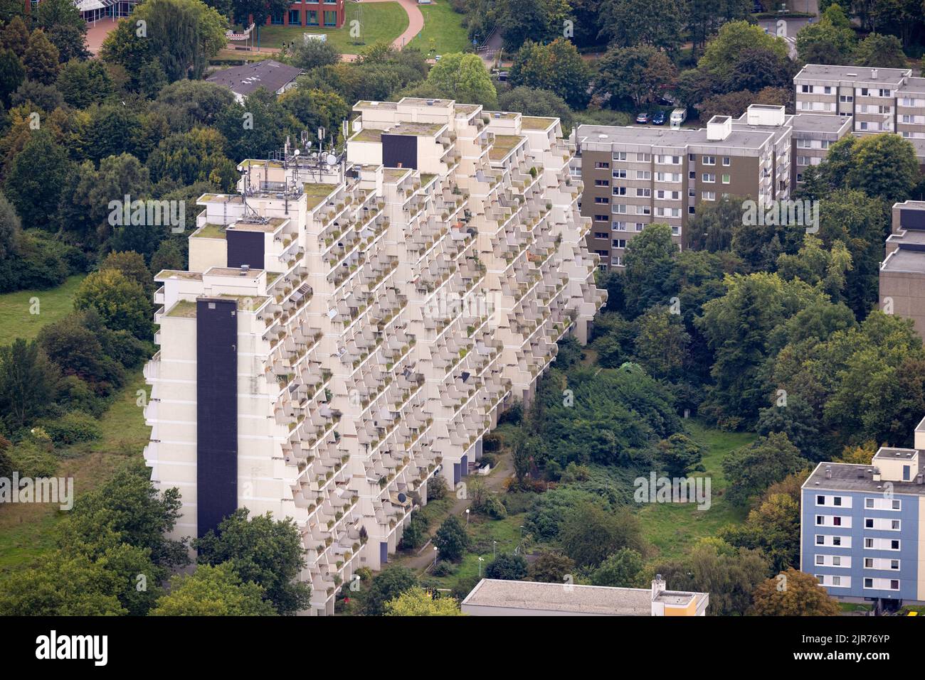 Vue aérienne, immeuble Dorstfelder Hannibal II dans le quartier de Dorstfeld à Dortmund, région de la Ruhr, Rhénanie-du-Nord-Westphalie, Allemagne, DE, Dortmund, Europe, lar Banque D'Images