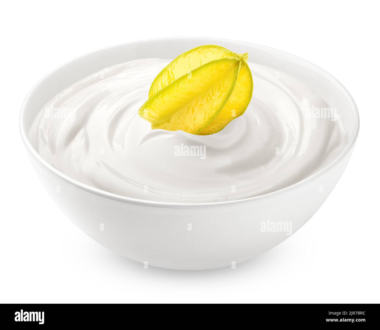 carabole à la crème aigre, yaourt, isolé sur fond blanc, passe de coupure, profondeur de champ totale Banque D'Images