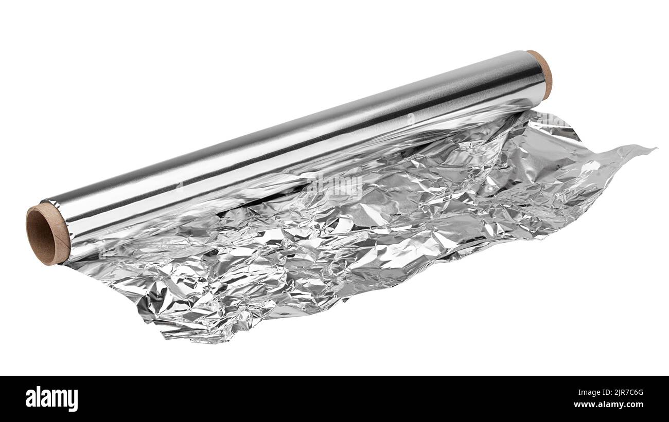 feuille d'aluminium, isolée sur fond blanc, passe de découpe, profondeur de champ totale Banque D'Images