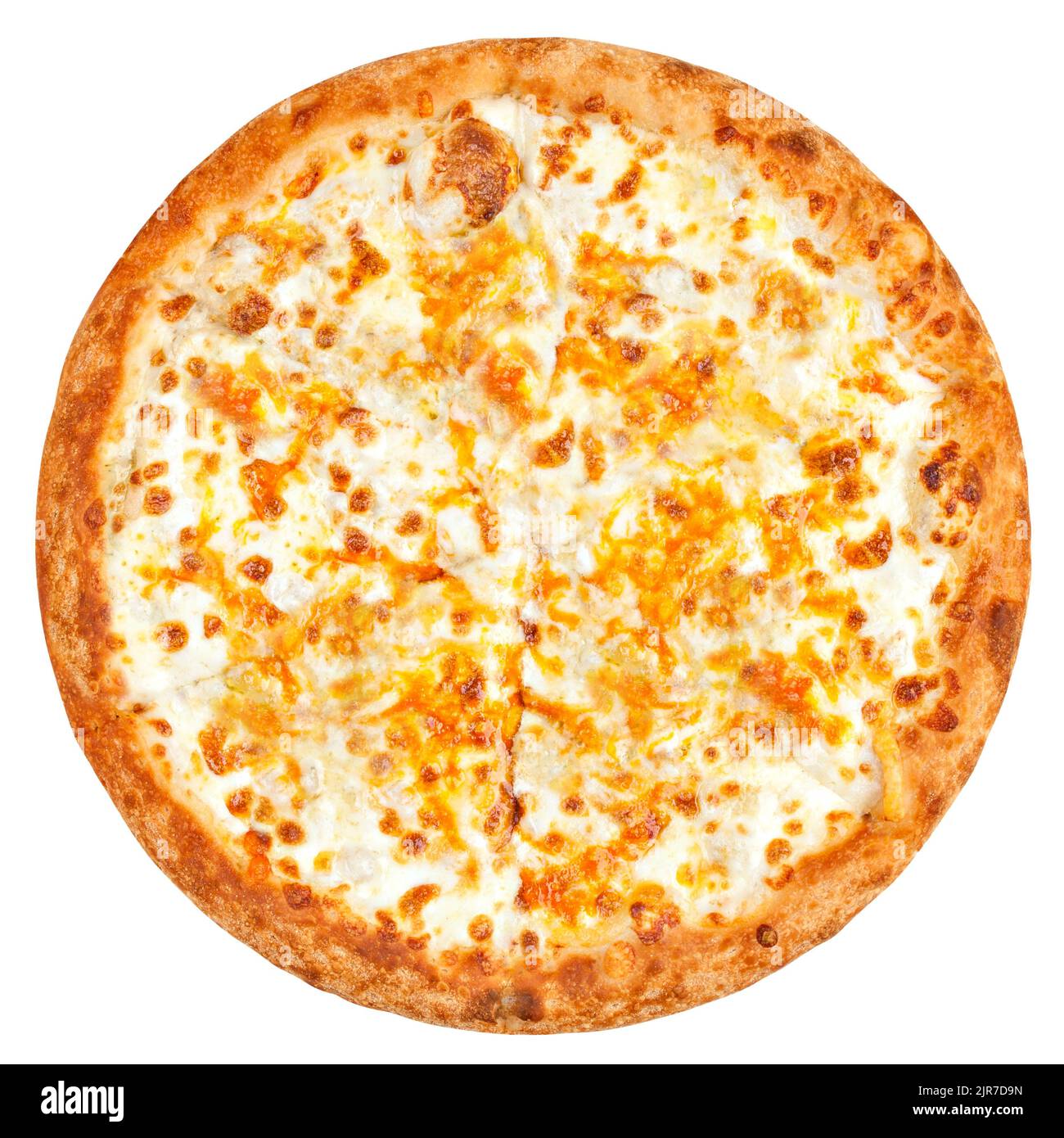 Pizza au fromage, isolée sur fond blanc, chemin de coupure, profondeur de champ totale Banque D'Images