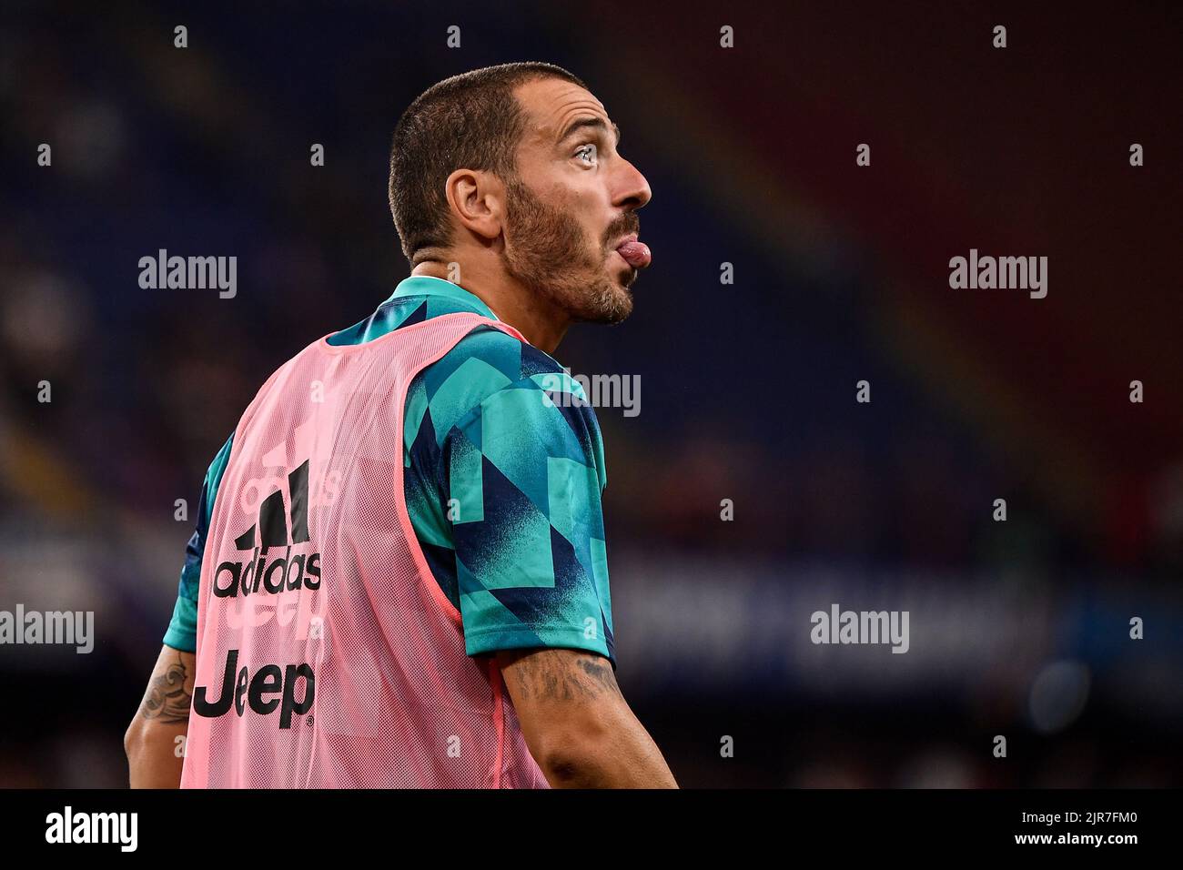 Genova, Italie. 22nd août 2022. Leonardo Bonucci de Juventus FC réagit pendant la série Un match de football entre UC Sampdoria et Juventus FC au stadio Marassi à Genova (Italie), 22 août 2022. Photo Federico Tardito/Insidefoto crédit: Insidefoto di andrea staccioli/Alamy Live News Banque D'Images