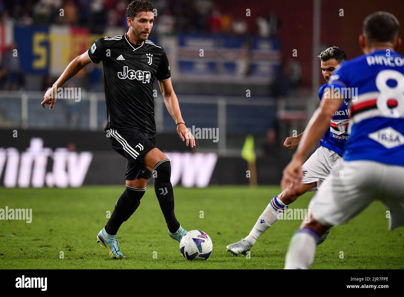 Genova, Italie. 22nd août 2022. Manuel Locatelli de Juventus FC en action pendant la série Un match de football entre UC Sampdoria et Juventus FC au stadio Marassi à Genova (Italie), 22 août 2022. Photo Federico Tardito/Insidefoto crédit: Insidefoto di andrea staccioli/Alamy Live News Banque D'Images