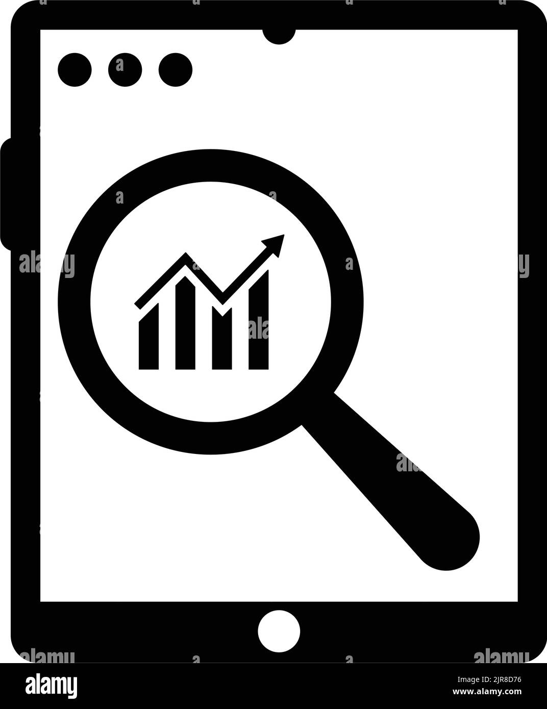 Diagramme, ipad, icône analytique est isolée sur fond blanc. Utilisation à des fins graphiques et de conception de sites Web ou à des fins commerciales. Fichier EPS vectoriel. Illustration de Vecteur