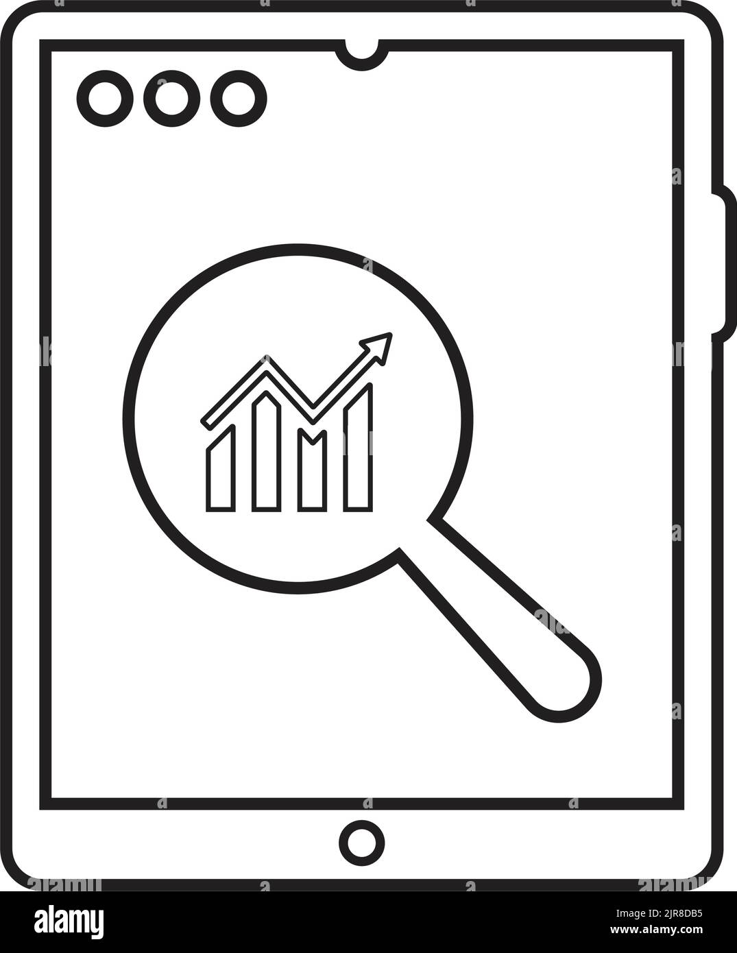 Diagramme, ipad, icône analytique est isolée sur fond blanc. Utilisation à des fins graphiques et de conception de sites Web ou à des fins commerciales. Fichier EPS vectoriel. Illustration de Vecteur