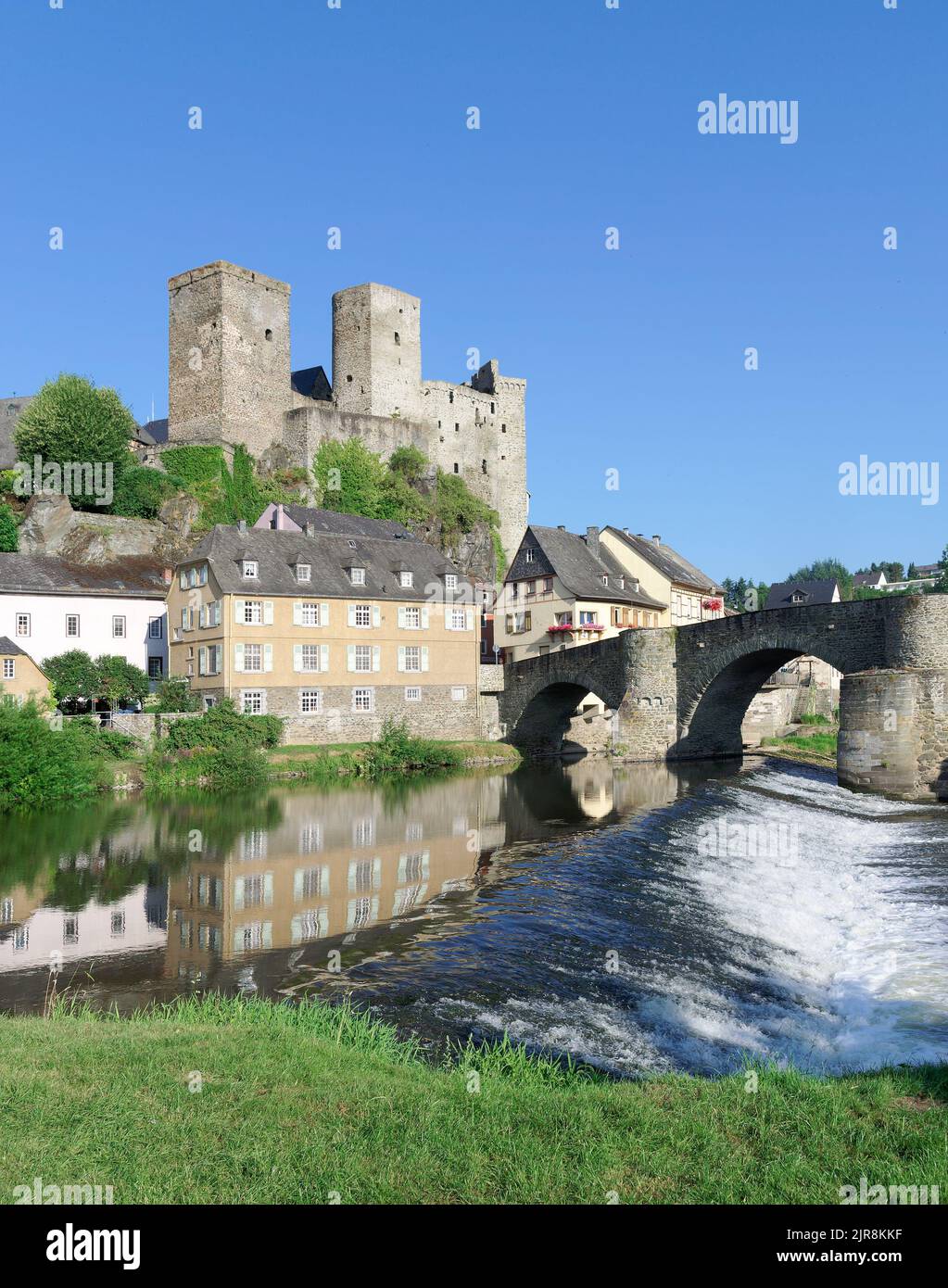 Village médiéval de Runkel à la rivière Lahn,Westerwald,Rhénanie-Palatinat,Allemagne Banque D'Images