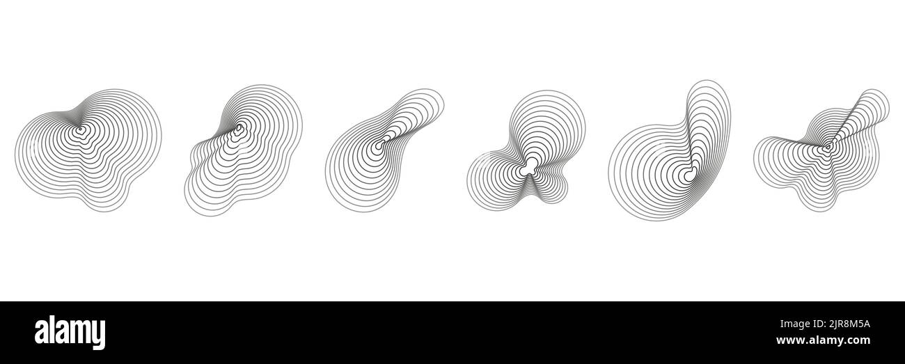 Cercles topographiques abstraits. Formes de texture organiques. Jeu d'illustrations vectorielles. Illustration de Vecteur