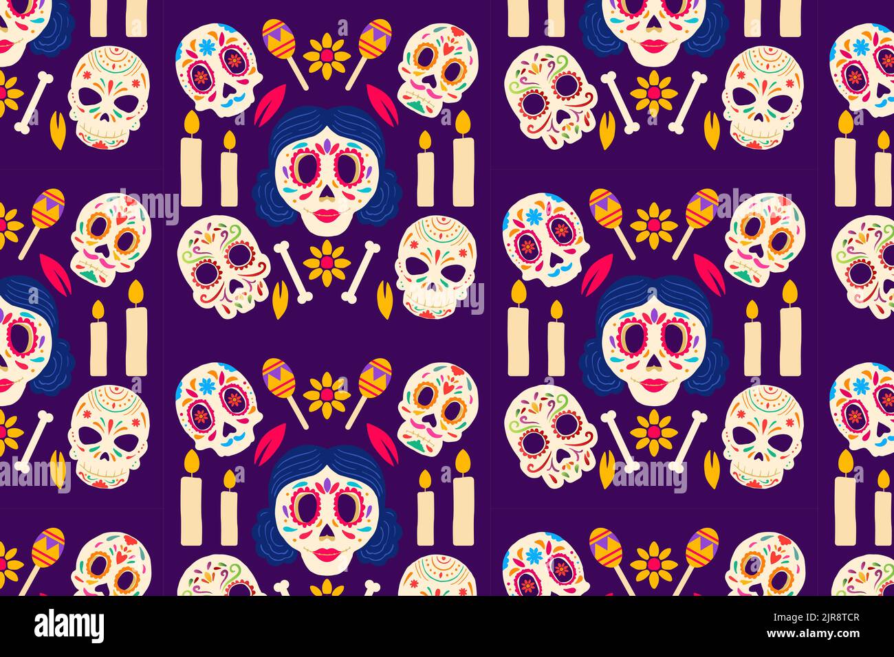 motif plat dia de muertos Illustration de Vecteur