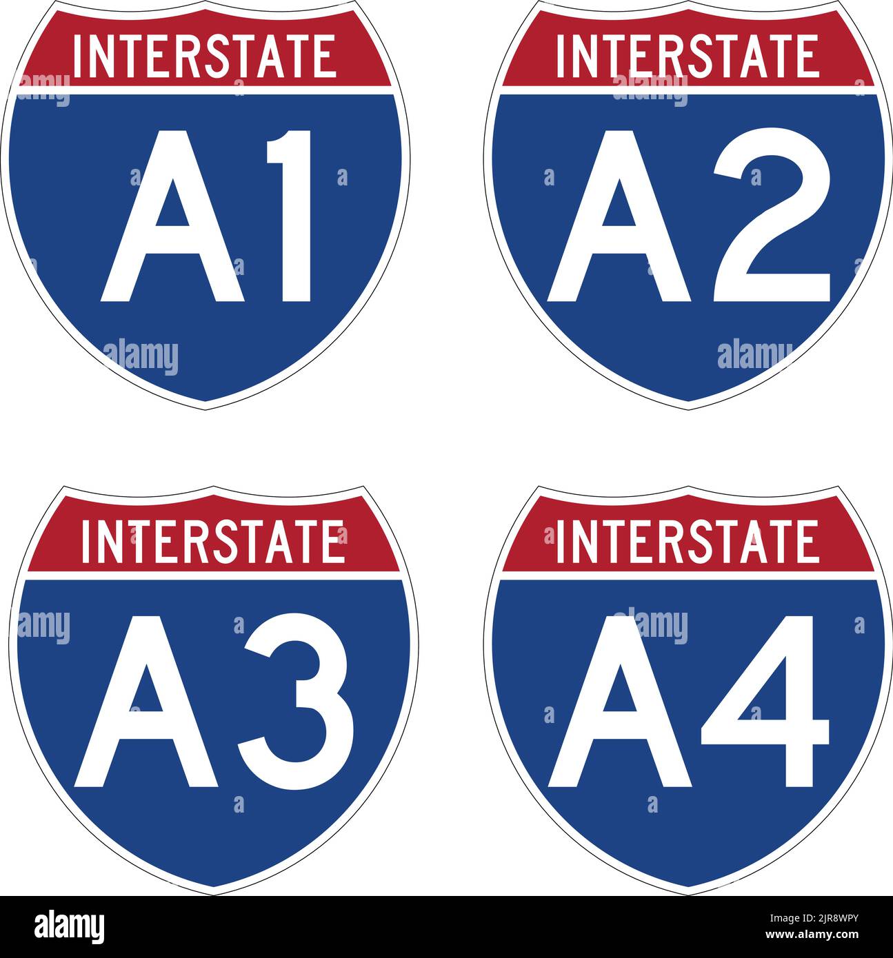 Panneau Highway pour Interstate route A1, A2, A3, A4 en Alaska Illustration de Vecteur