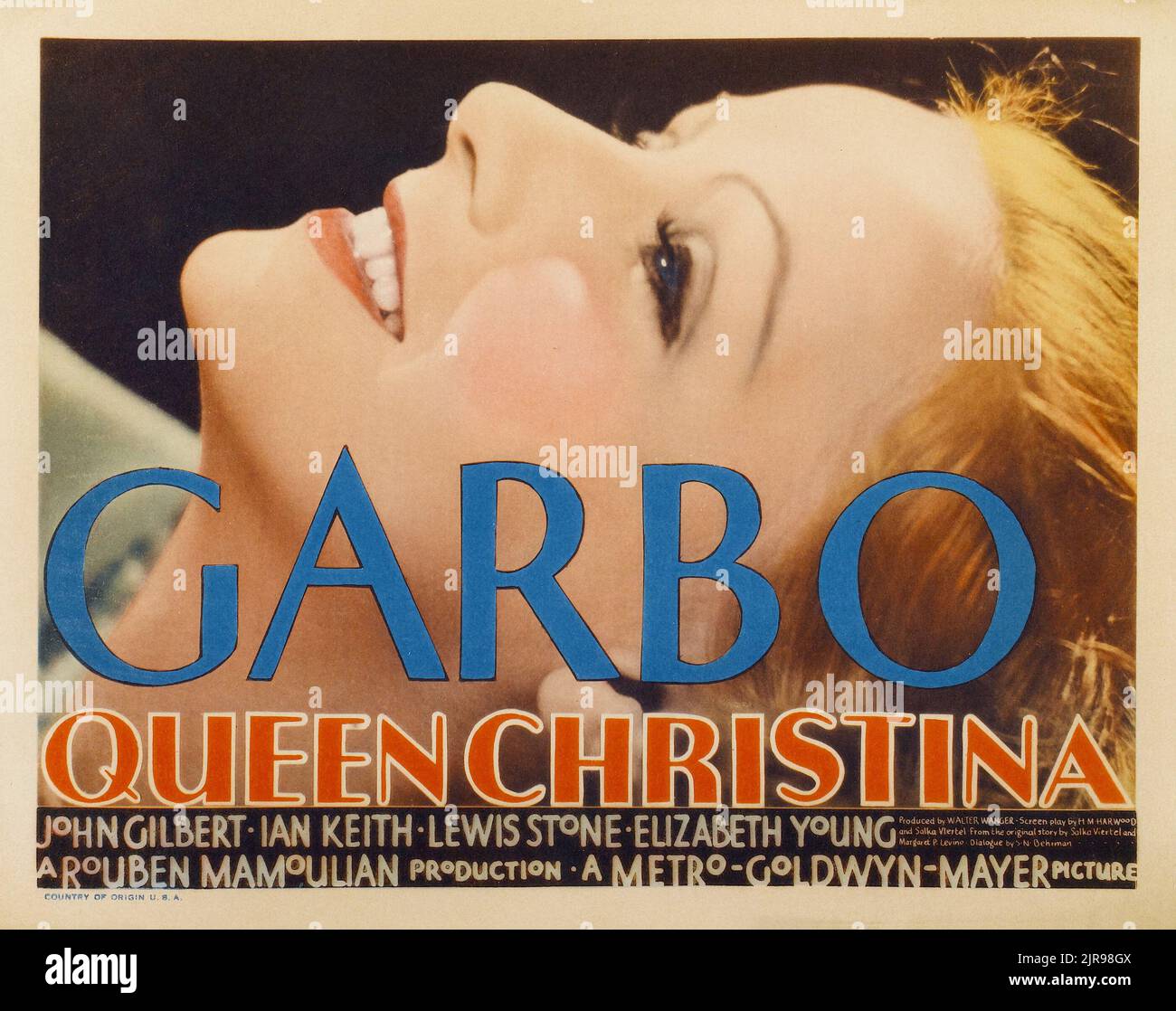 Queen Christina (MGM, 1933). Titre lobby Card Feat Greta Garbo Banque D'Images