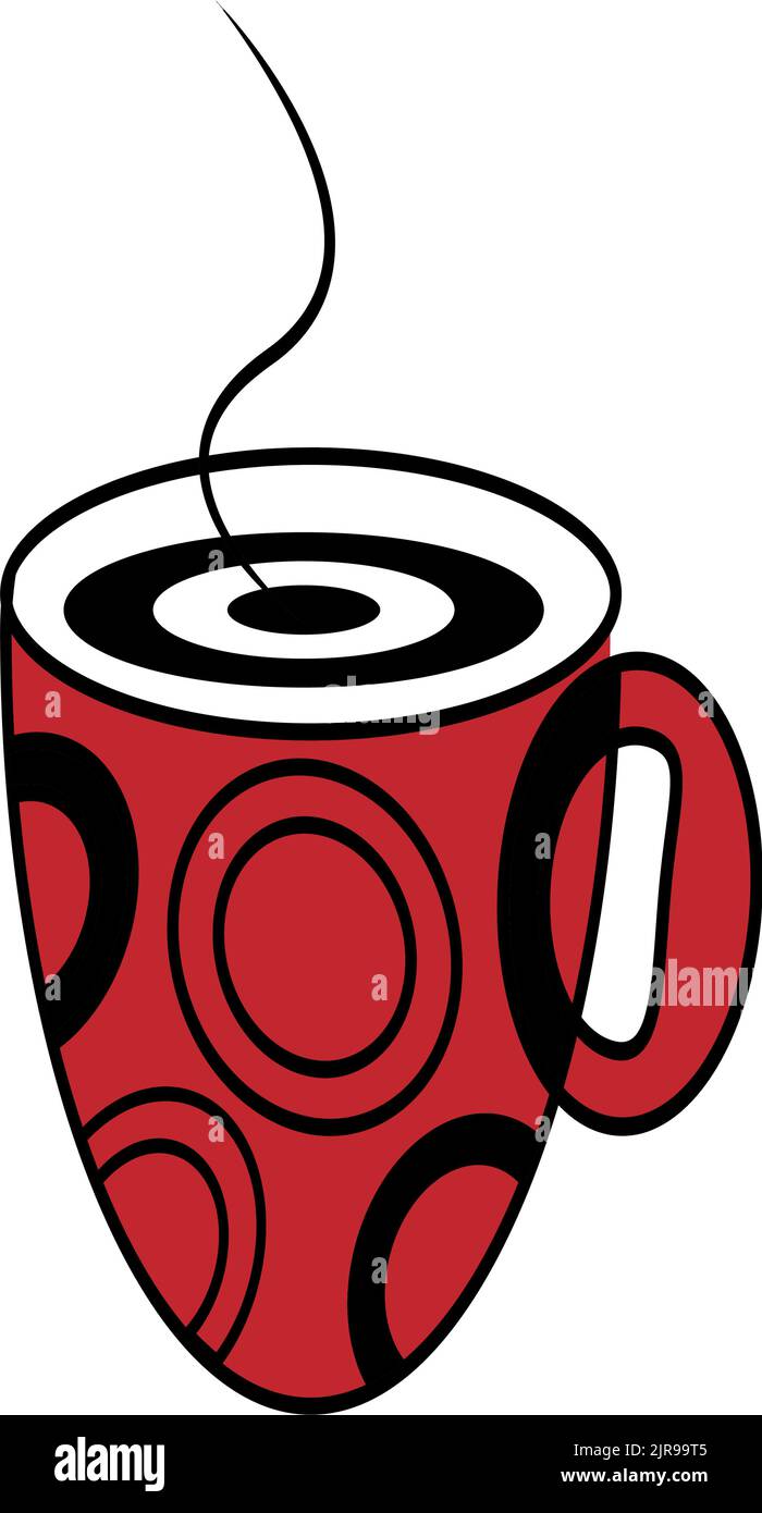 Tasse abstraite stylisée avec jets de vapeur en style Line Art sur fond transparent. Imprimé tendance. Style de vie. Logo. Bonne journée de café. Convient pour le papier peint de l'affiche, félicitations Illustration de Vecteur