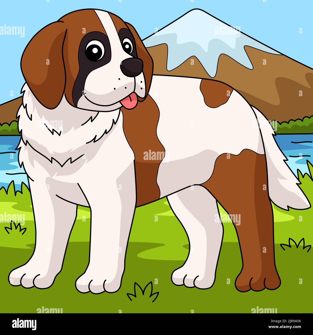 Illustration du dessin animé coloré du chien Saint-Bernard Illustration de Vecteur